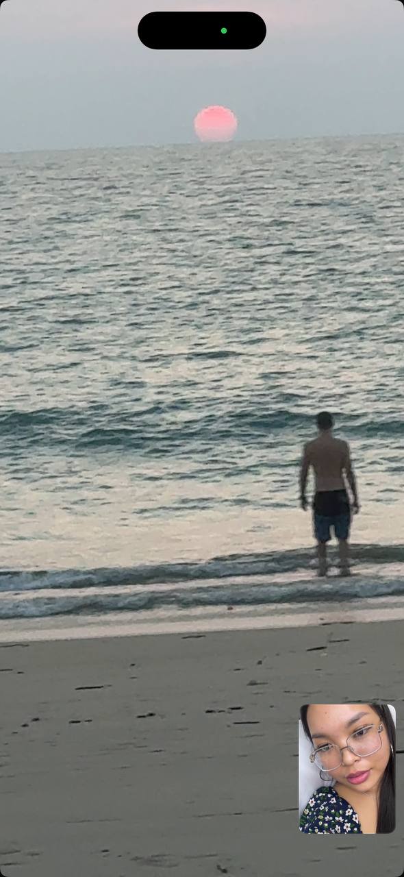 Sunset video call from the beach